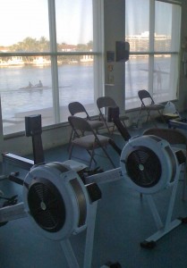 Rowing machines and rowing shells at Miami Beach Rowing Club