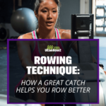 a woman sweating because she is doing indoor rowing